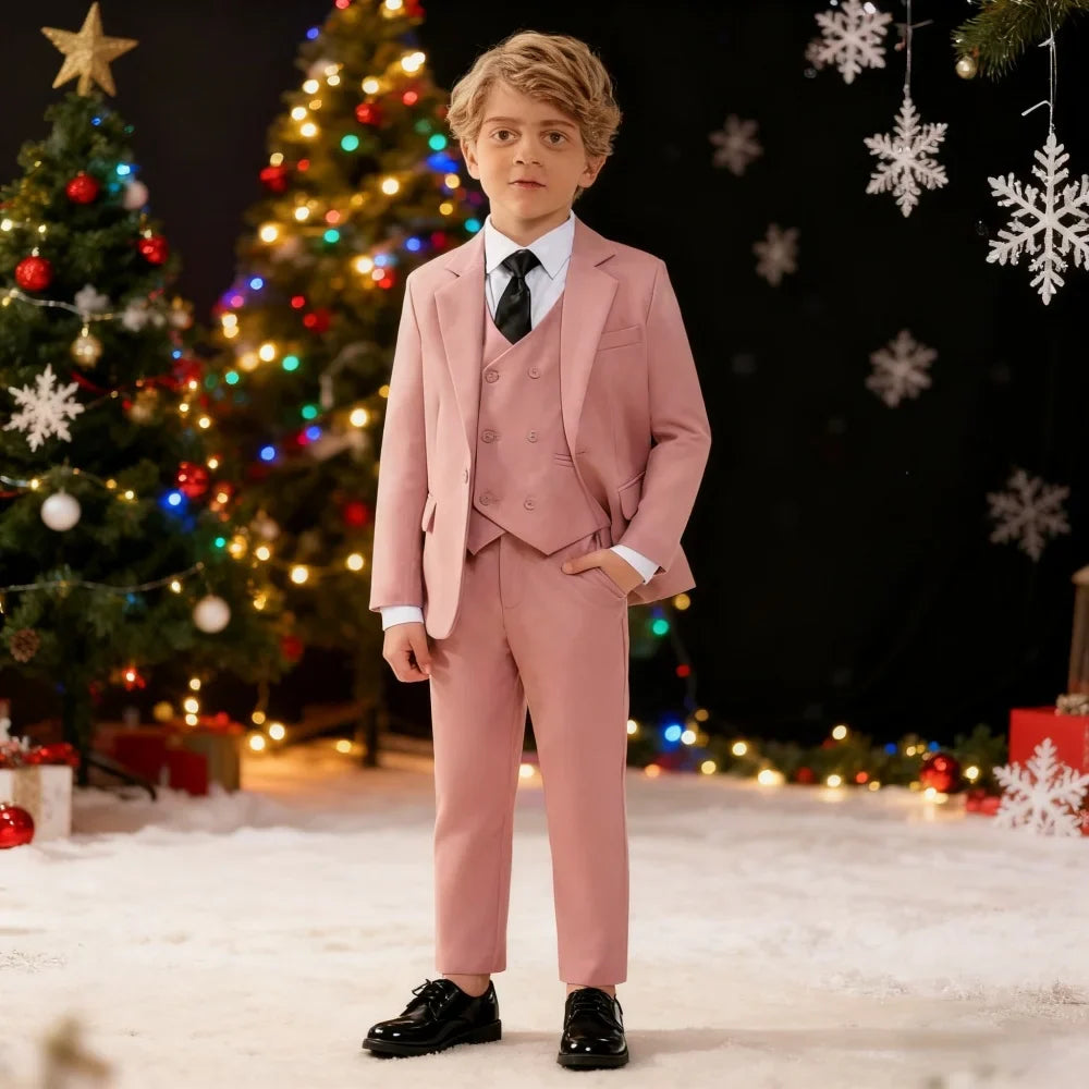 Fashionable Boy Christmas Party Suit Trendy Kids Holiday Formal Outfit For Children Winter Celebration Attire