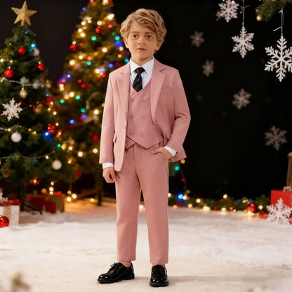 Fashionable Boy Christmas Party Suit Trendy Kids Holiday Formal Outfit For Children Winter Celebration Attire