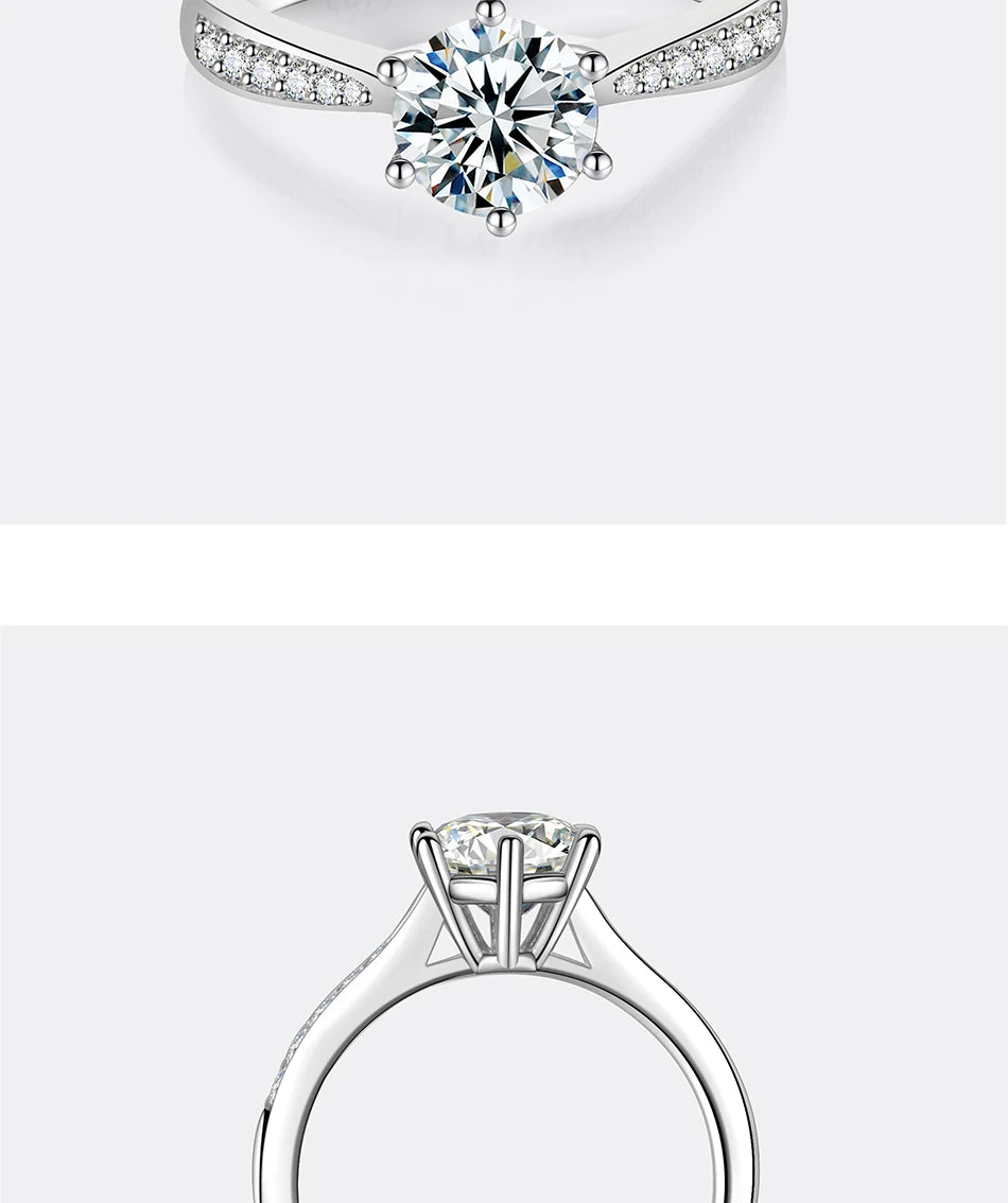 0.5-3CT Moissanite Ring For Women S925 Pure Silver Sparkling Engagement Ring Wedding High-end Jewelry