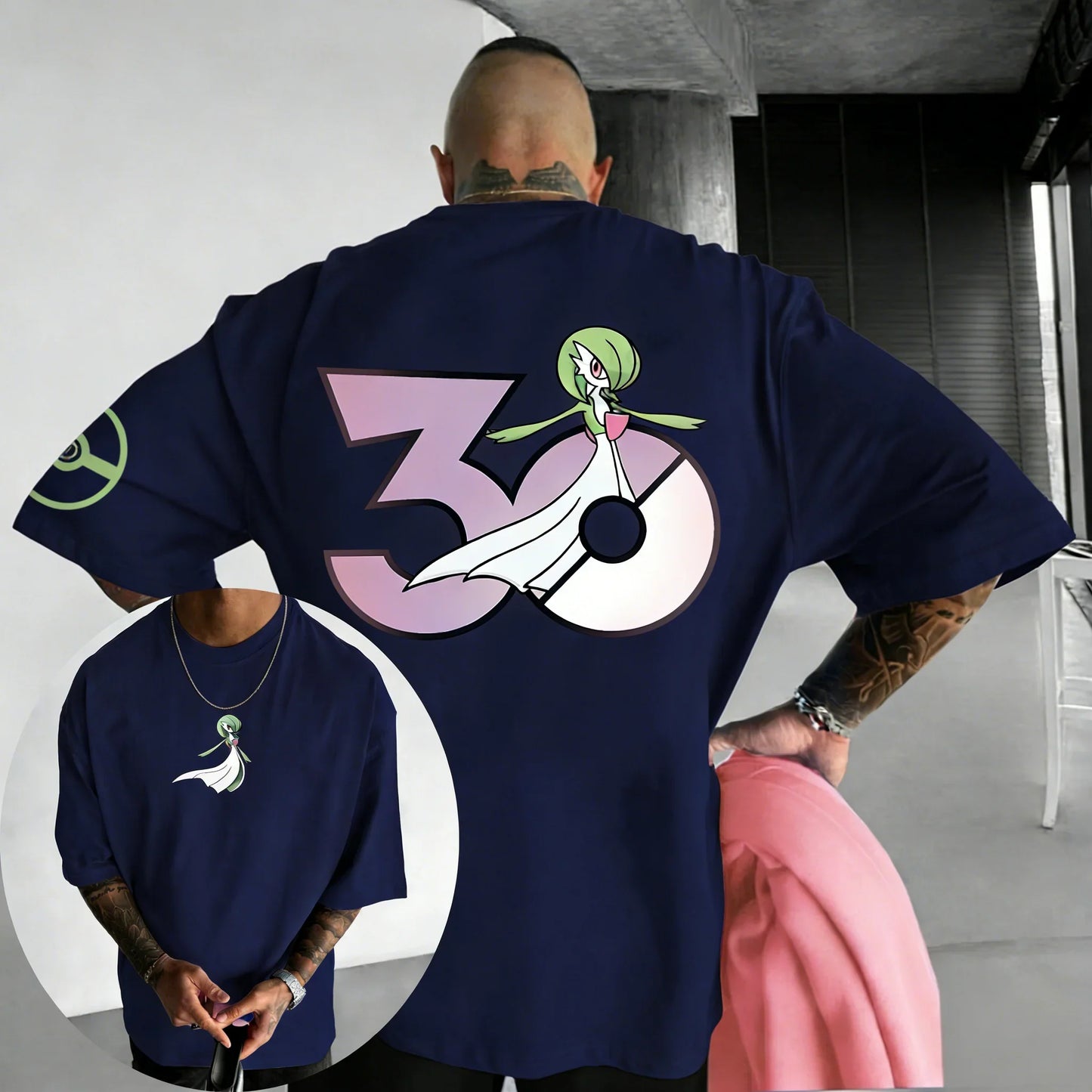 30th Anniversary Gardevoir Printed T-shirt Summer Men's and Women's Loose Casual Hip Hop Trendy Short Sleeve Top