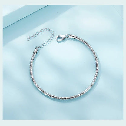 Original 925 Sterling Silver Basic Bracelet Lobster Clip Snake Chains Infinite Love Clasp DIY Jewelry Beads for Women Gift