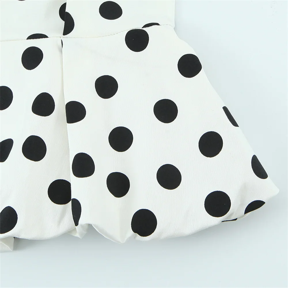 2026 new women's clothing sweet and fashionable hanging neck collar off shoulder polka dot balloon version vest top