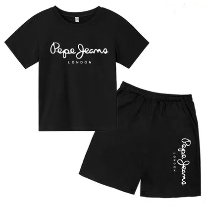 Kids Summer T-shirt Boys Girls Toddler Clothes Charming Letter Print 3-12Y Short Sleevd + Shorts Sports Brand Fashion Casual Set