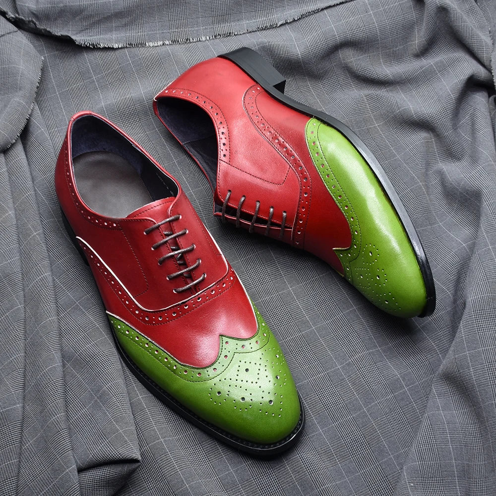 Luxury Men's Wedding Oxford Dress Shoes Genuine Cow Leather Lace-up Wingtip Brogue Office Business Social Formal Shoes for Man