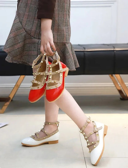 Girls Shoes Spring Children Shoes Girl Rivets Princess Autumn Toddler Girls Kids Flat Shoes T-Tied Style Girls Summer Sandals