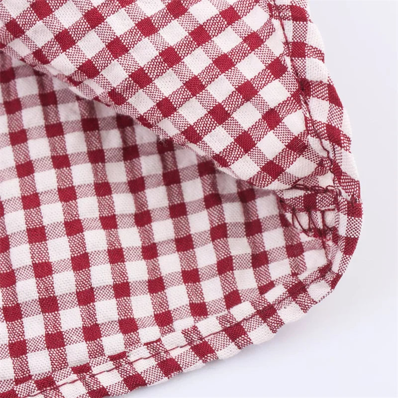 Elegant Fashion Chidori Plaid Ruffles Chiffon Shirt Spring 2025 Ruffled Neck Long Butterfly Sleeve Loose Tops Women's Clothing