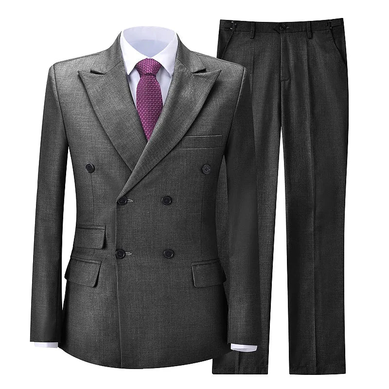 2026 New Men's Suit Business Casual Men's Suit Double Breasted Korean Version Slim Suit Professional Best Man Wedding