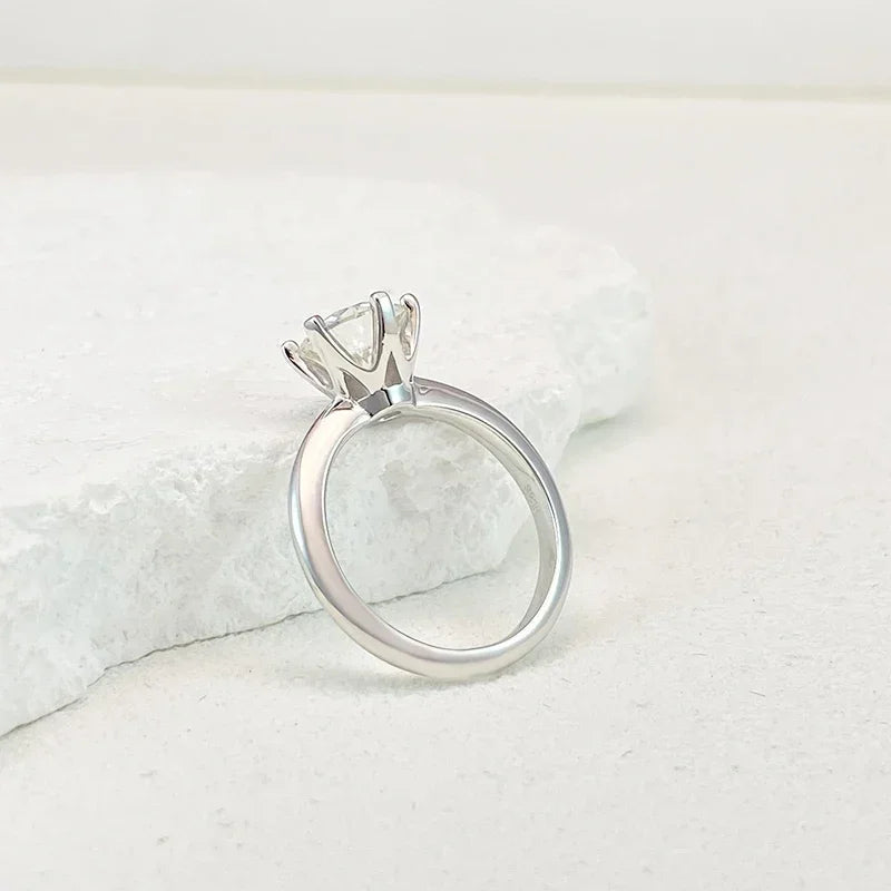 Ring For Women 925 Sterling Silver with White Gold Plated Lab Diamond Engagement Wedding Band Jewelry