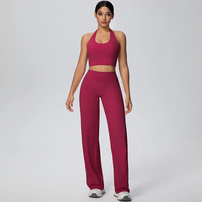 2Pieces Breathable Summer Workout Top Pants Yoga Set Yoga Underwear With Chest Pad Quick Drying Push Up Pencil Pants Yoga Set