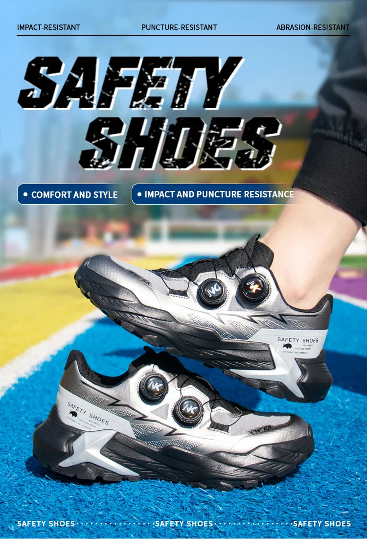 New Four-Season Safety Work Shoes, Steel Toe Anti-Smash & Anti-Penetration, Quick-Turn Buckle, Tech-Style Lightweight Wear-Resis