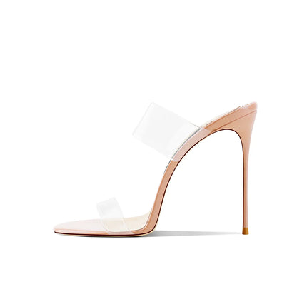Pink Summer New Fashionable Open toed Sandals High Heels Women's Fine Heels Sharp Pointed Design Sensation Cool Slippers