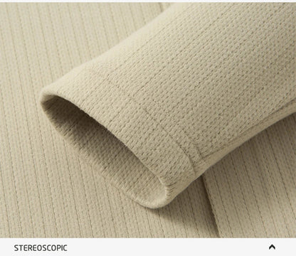 Men's Business Casual Solid Color Stretch V-neck POLO Shirt Daily Commute Striped Sweater for Fall 2024.