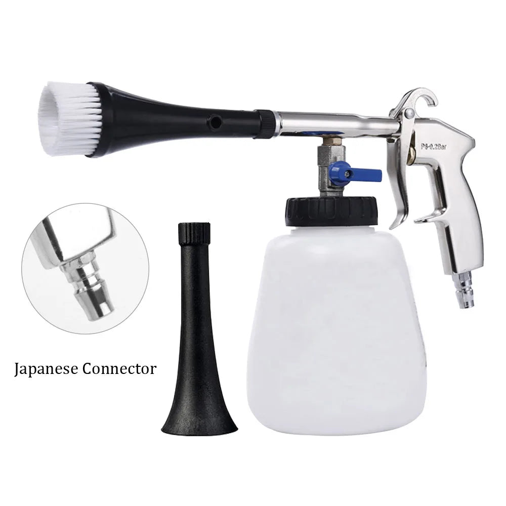 Escova de Detalhes para Lavadora de Alta Pressão Tornado, Pistola de Limpeza Profunda para Interior de Carro com Escova, Acionada a Ar, Conector Europeu