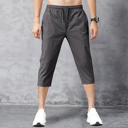 3/4 Length Men's Shorts Quick Drying Ice Silk Summer Breeches Male Long Calf Bermuda Board Beach Elastic Big Size Nylon Stretch