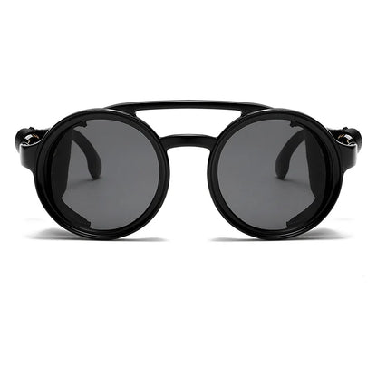 New Unisex Vintage Steampunk Sunglasses Men's Designer Designer Retro Round Leather Sun Glasses Steam Punk Outdoor Goggles UV400