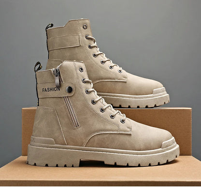 Men's high top casual boots four seasons new outdoor anti slip comfort workwear boots fashion versatile trendy boots men's shoes