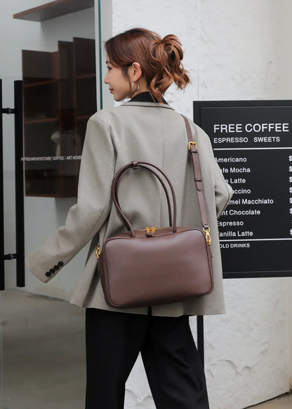 Genuine Leather Fashion Women Shoudler Black Bags Luxury Desiger Ladies Crossbody Cowhide Brown Large Bag Female Handbags Coffe