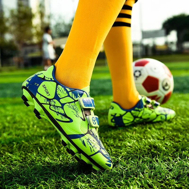 Kids Soccer Shoes Outdoor Non-Slip Football Sports Shoes Boy Training Shoes Child HOOK&LOOP Lightweight Children's Soccer Cleats
