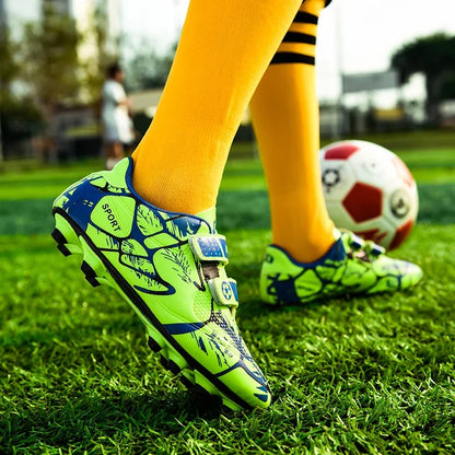 Kids Soccer Shoes Outdoor Non-Slip Football Sports Shoes Boy Training Shoes Child HOOK&LOOP Lightweight Children's Soccer Cleats