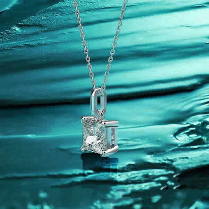 Moissanite Jewelry Set for Women Princess Cut D Color Diamond 925 Sterling Silver Pendant Necklace Stud Earring with Certificate