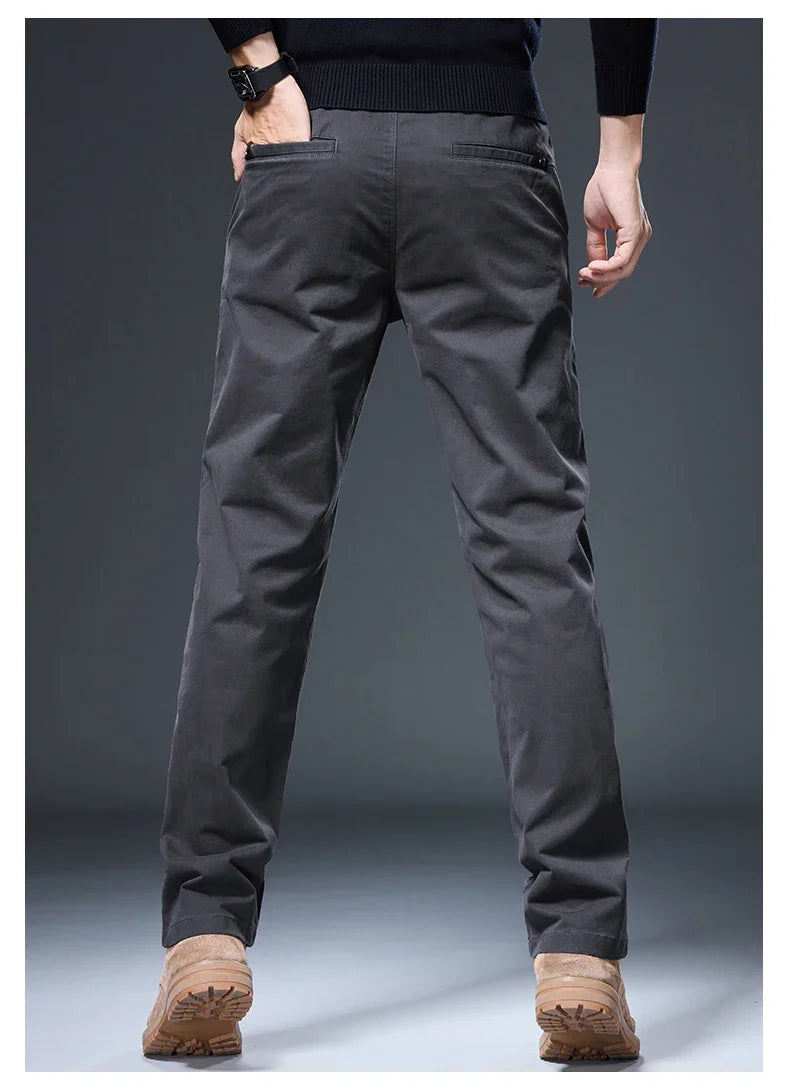 Spring Autumn Male Casual Pants Korean Mens Clothing Business Straight Work Trousers Solid Color Classic Versatile Man Pants