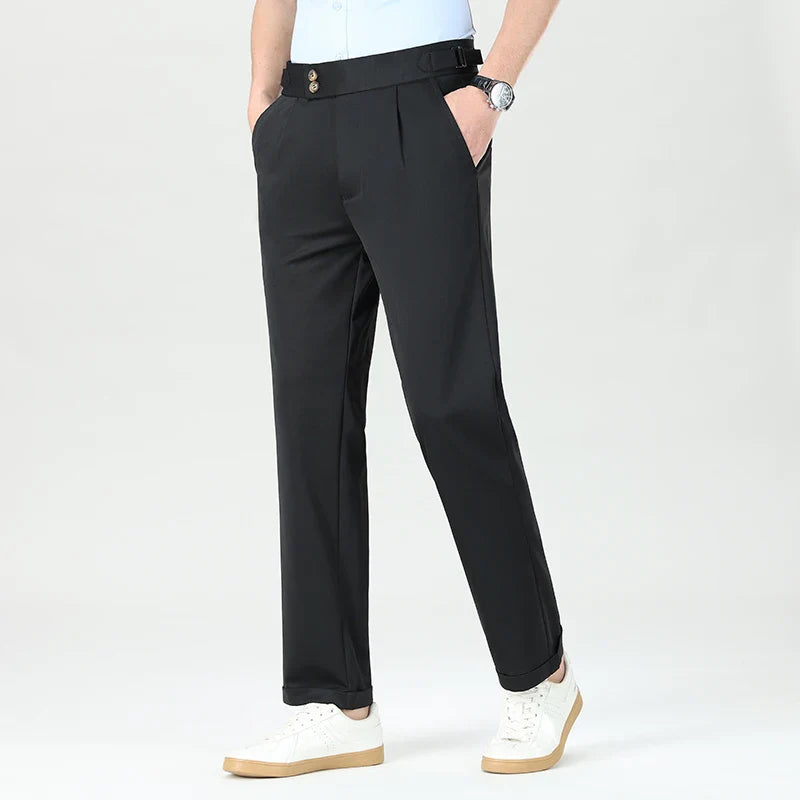 Mens Dress Pants Elastic Business Casual Pants Groom Wedding Party Formal Pants for Men Office Commute Pants