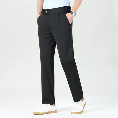 Mens Dress Pants Elastic Business Casual Pants Groom Wedding Party Formal Pants for Men Office Commute Pants