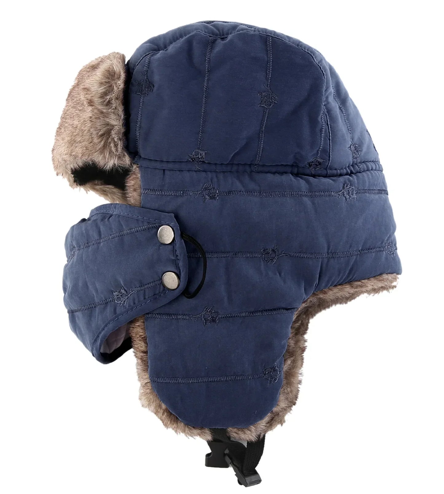 Men's Warm Chunky Trapper Hat Removable Windproof Winter Russian Hats with Mask Ushanka Hat