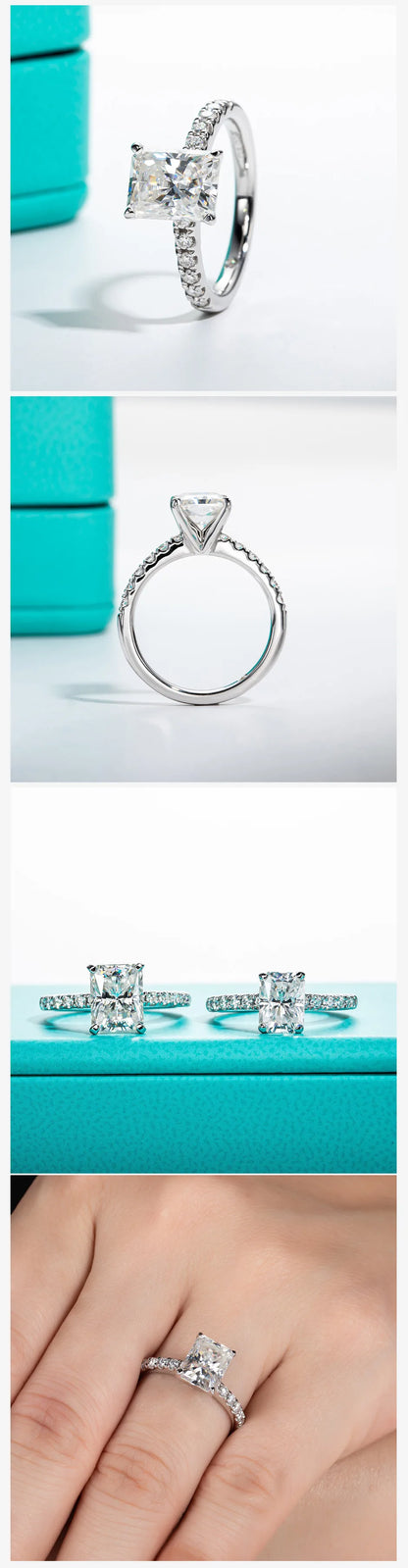3ct D Color Radiant Cut Moissanite Engagement Gold Plated 925 Sterling Silver Rings For Woman Customs Jewelry Wholesale