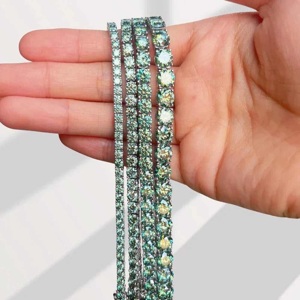Certified Green Moissanite Tennis Bracelet for Women 925 Silver Plated 18K Gold 3/4/5/6.5mm Diamond Bracelets Fine Jewelry