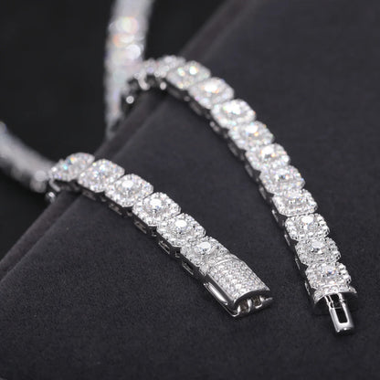 Iced Out Moissanite Halo Tennis Bracelet for Women Men S925 Sterling Silver 18k Gold Plated Jewelry with GRA Bracelets Gifts