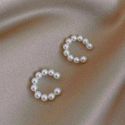 Woman's Korean Elegant Imitation Pearl Ear Cuff Clip C- shaped Earrings Non-Piercing Ear Ring Minimalist Earrings Fashion Jewelr