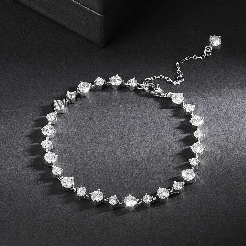 New In D Color 3/4mm Full Moissanite Tennis Bracelet For Women Lady S925 Silver GRA Certified Diamond Link Bracelets Gift