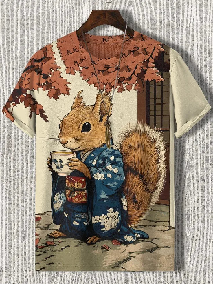 Men's Animal Funny Cat Printed T Shirt Short Sleeve Tees Tops 3D Print O-Neck Shirts Party Summer Casual Men's Clothing Apparel