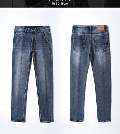 New Autumn and Winter  Plus Size 40 42 44 Men Straight Loose Jeans Business Fashion Denim Stretch Pants Male Brand Trousers