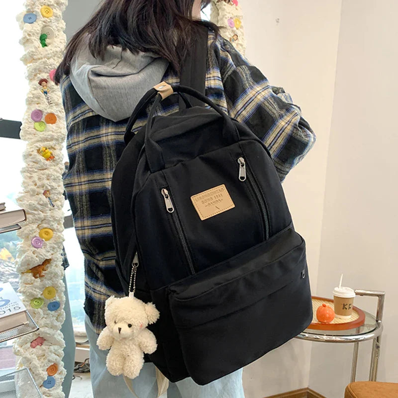 Solid Color Women Backpack High Quality Youth Waterproof Backpacks for Teenage Girls Female School Shoulder Bag Bagpack