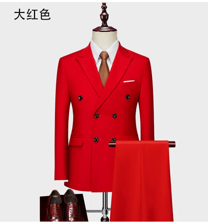 Men's Slim Fit 2 Piece Suit Elegant Business Wedding Party Blazer Jacket PantsElevate Your Look