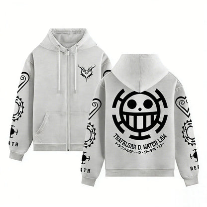 One Piece Trafalgar Law Anime Hoodie Men Women 2026 Spring Autumn Zip Up Streetwear Cosplay Casual Pullover Graphic Print Jacket