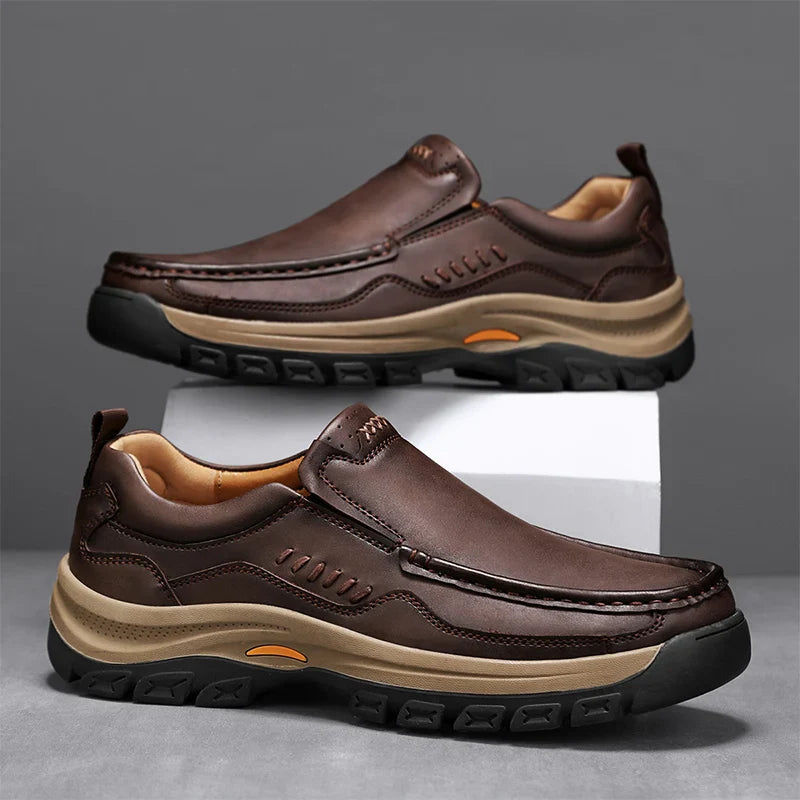 Men's Hand-Stitched Fashion Loafers, Solid Color Low-Top Casual Shoes, Simple Trendy Slip-On Sneakers, Men's Shoes for All Seasons, Daily Office Business Shoes, Large Size Men's Shoes
