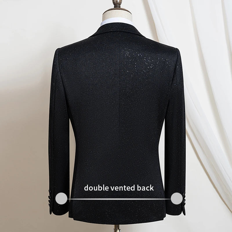 Ternos masculinos de luxo de alta qualidade 3 peças com detalhes de strass Vestido de Noiva Brilhante terno de diamante flash smoking terno de jantar