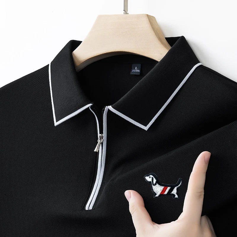 Designer Men's  Lapel Long Sleeve Polo Shirt Spring New Cartoon Embroidery T-Shirt Top Versatile Fashion Business Men's Clothing
