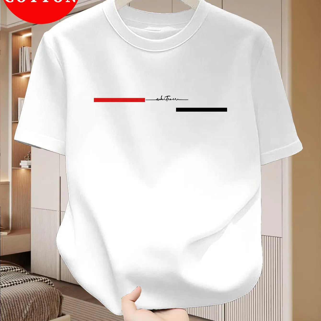 100% cotton men's loose T-shirt fashionable whatever letter pattern printed short sleeved round neck casual top