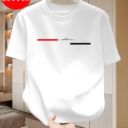 100% cotton men's loose T-shirt fashionable whatever letter pattern printed short sleeved round neck casual top