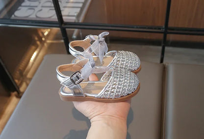 Kids Girls Shoes Children's Woven Sandals New Summer Popular Roman Shoes Children's Soft-soled Princess Shoes
