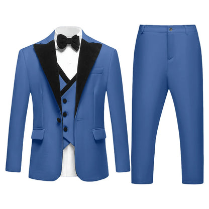 Newest Kids Suit Set 2-14 Years Single Button Boy's 4 Pieces Formal Suits Blazer Vest Pants Wedding Guest Tuxedo Piano Suit