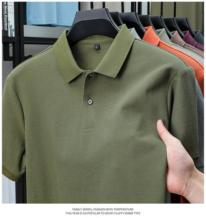 Men's 100% Cotton Polo Shirt - Summer Casual Breathable Tee,19 Colors,Ideal for Golf and Sports,Business Casual,Silk-Like Finish