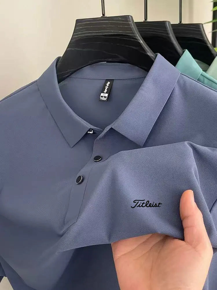 Men's Golf Outdoor Casual Polo Shirt T-Shirt Summer High-End Brand Cool and Breathable Fitness Sports Short Sleeve Top
