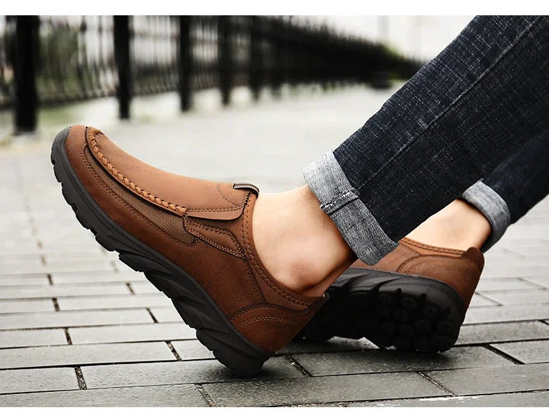 Sapatos Casuais Masculinos Respiráveis Mocassins Tênis Moda Confortável Plano Feito à Mão Retrô Lazer Mocassins Sapatos Masculinos