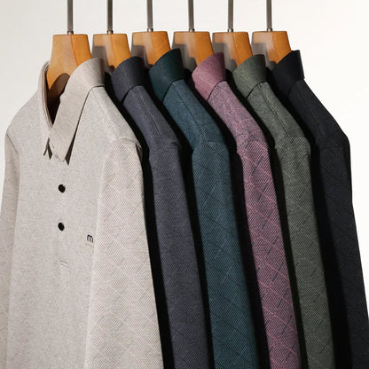 Collar Long Sleeved Polo Shirt for Men in Spring and Autumn 2025 New Business and Leisure Versatile T-shirt