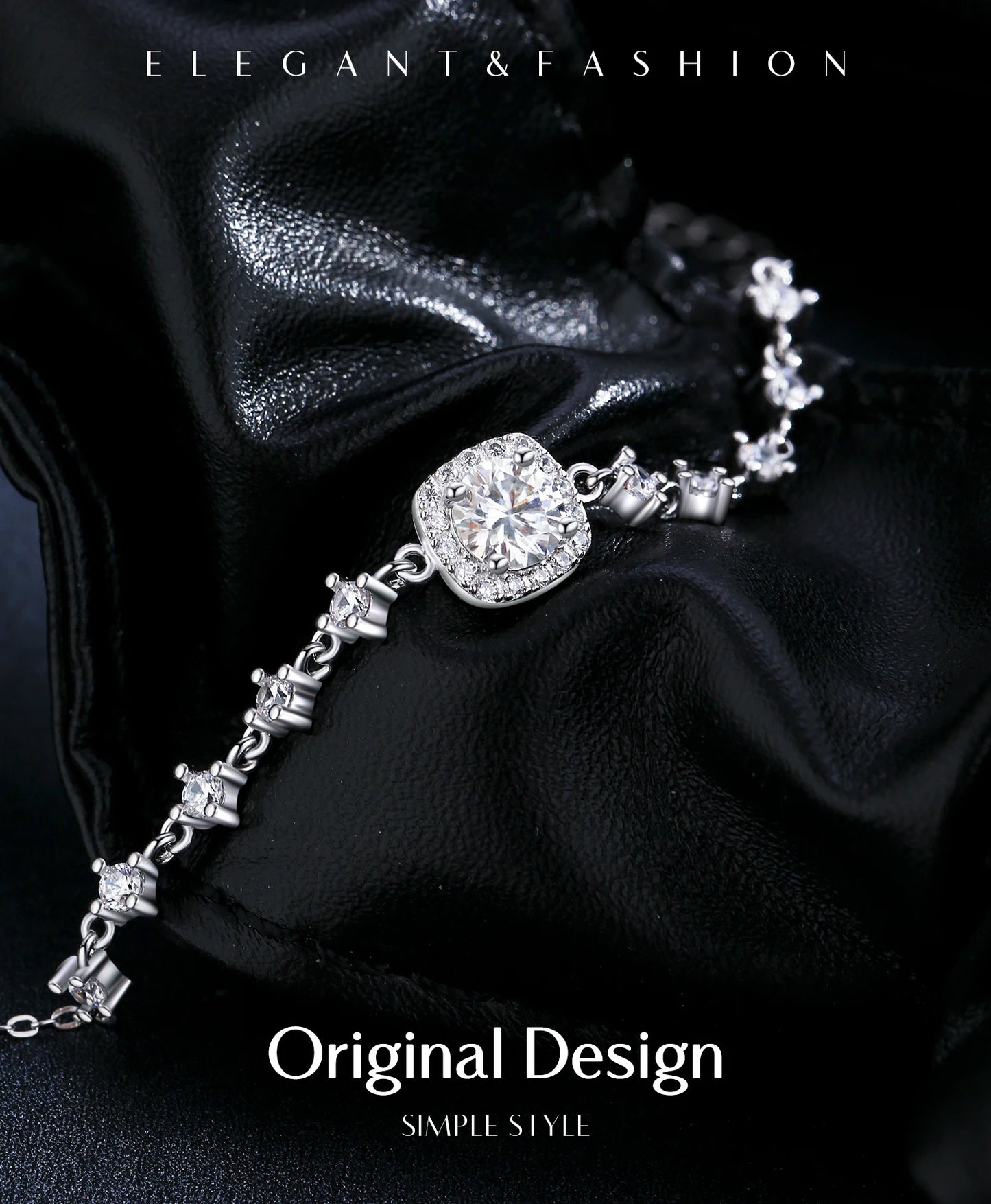 D Color Moissanite 925 Sterling Silver Luxury Geometric Charm Necklace Bracelet For Women Wedding Statement Jewelry Set